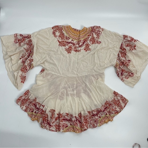 Free People Sunset Dreams Tunic Top Cream Boho Flowy Bollywood Small - Picture 11 of 12